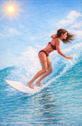 Surfer exposed to sunlight over the sea